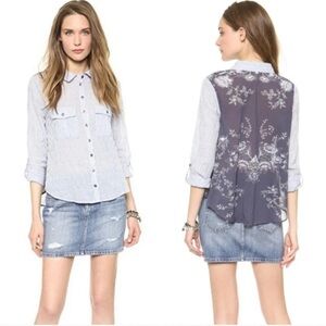 Free People Party in the Back Blouse Oxford XS NWT‎